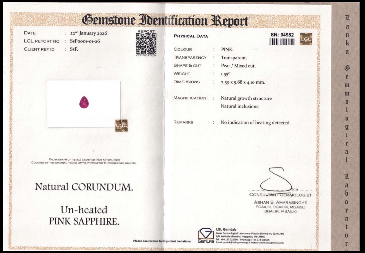 Edelsteine: 1.55 Unerhitzter Rosa Saphir – Neu und originalverpackt aus Cologny von Chrono_supply 1