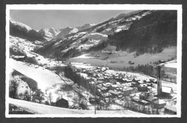 Küblis Dorfansicht im Winter gegen Conters + Silvrettagruppe