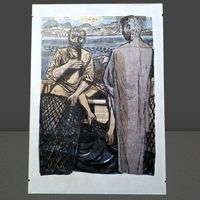 Felix Hoffmann Original Farbholzschnitt Fischer Kunst Deko🐟