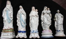 Porzellan-Figuren, 5 Stück, alt, Dekoration
