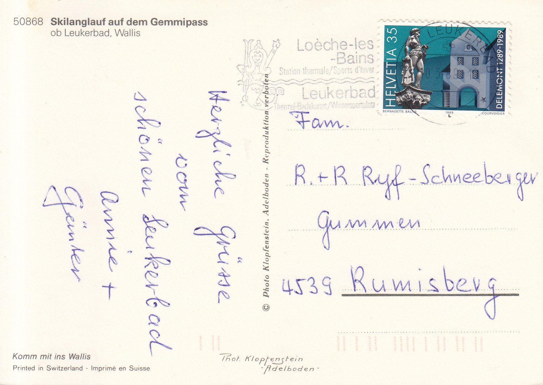 Cartoline postali: Gemmipass 1989 – Usato da Bürglen TG venduto da StampGraf 1