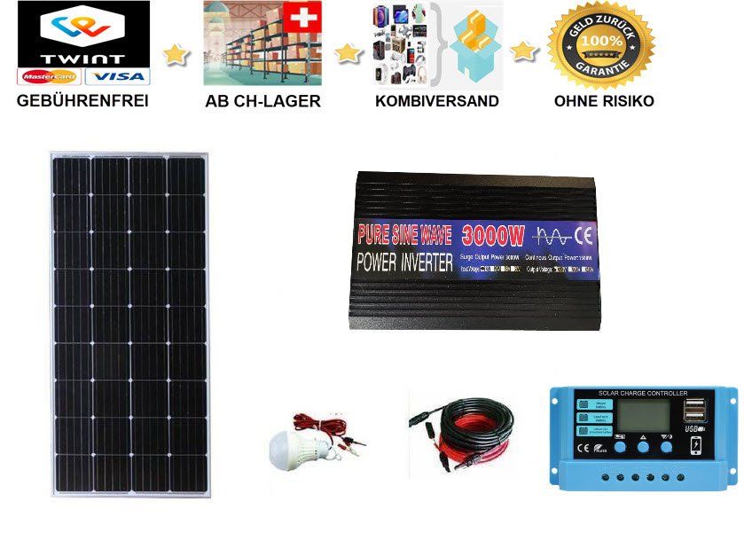 Solaranlage 100W Solar Wechselrichter Laderegler Solarmodul