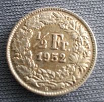 50 Rp. - 1/2 Fr. Silbermünze Schweiz, 1952 B