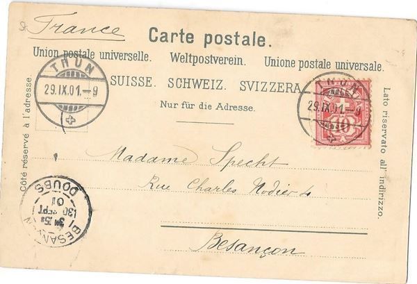 Cartoline postali: Thun Lithografie 2 Bilder mit Hauptgasse – Usato da Olten venduto da clotaldi 1