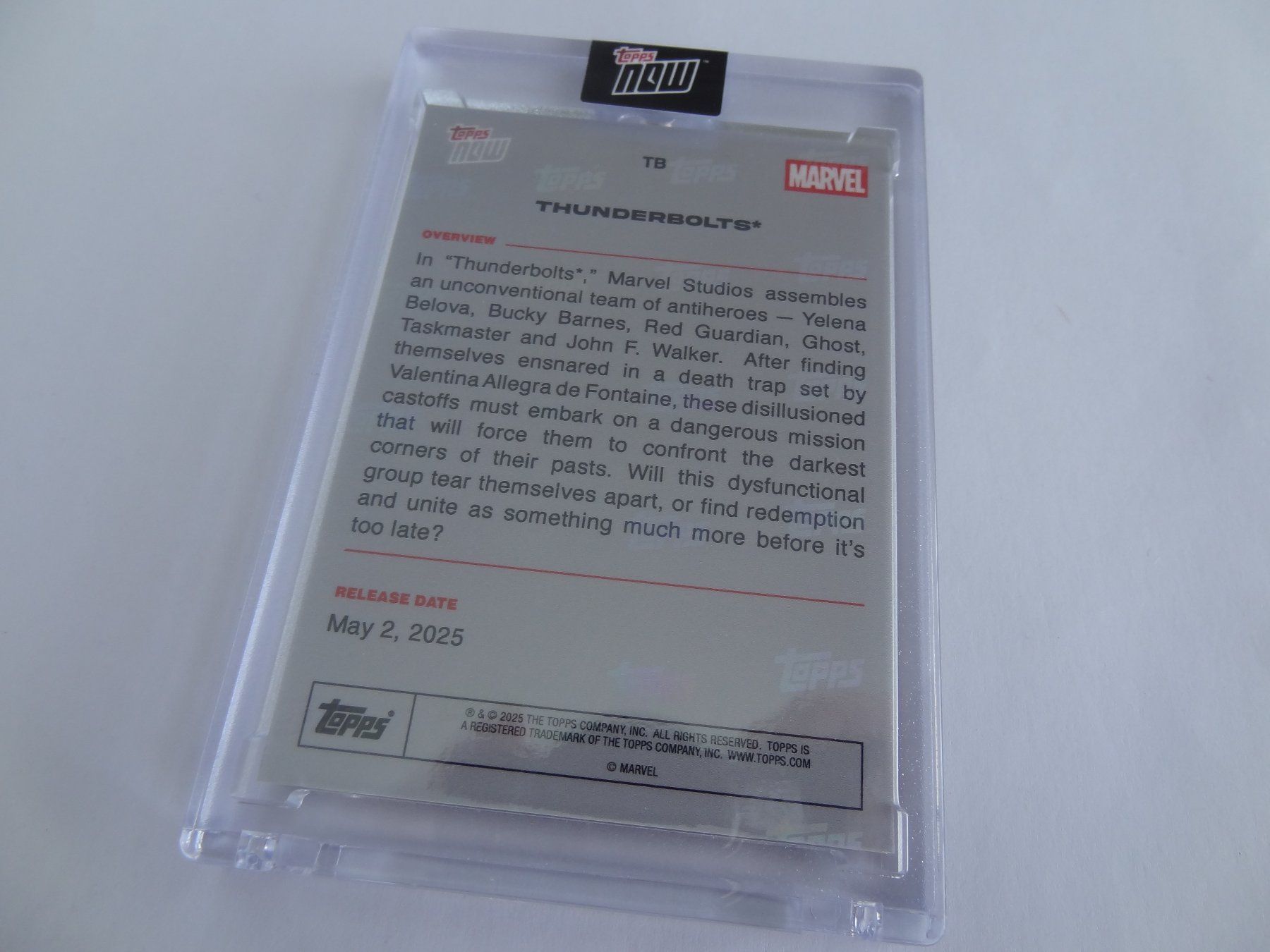 Topps Carte collezionabili: 2025 Topps Now Marvel Thunderbolts encased Card – Nuovo e nell'imballaggio originale da Lyss venduto da Famicom 2