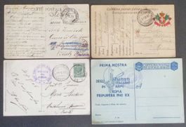 ITALIA: 4 cartoline, posta militare, 1916–1942