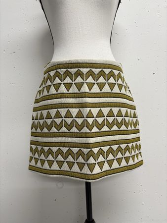 Zara Rock Gr. M mit Muster Boho Minirock grün beige