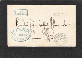 Faltbrief  (Totenschein),Stabstempel Herdern 22.l.1871