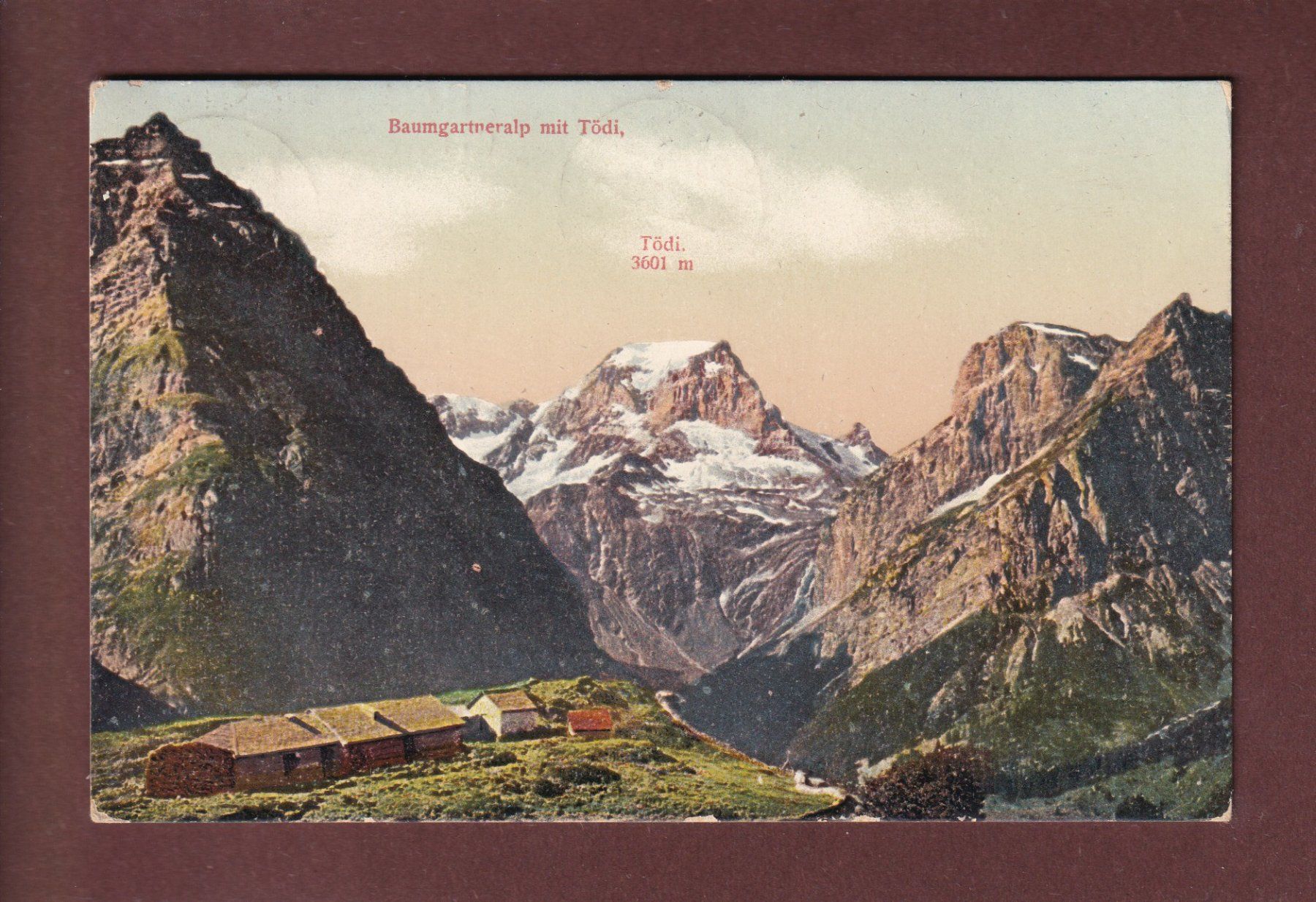 Cartoline postali: BAUMGARTNERALP mit Tödi - 1908 – Usato da Pully venduto da nicecards-shop