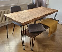 Table à manger bois massif 175x80cm avec banc 150x40cm