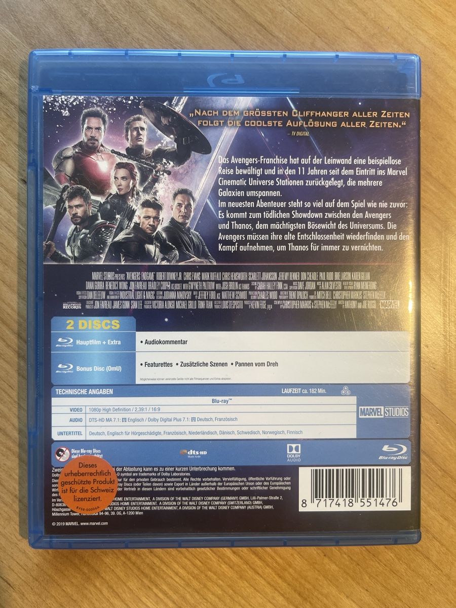 Tutti i DVDs: Avengers - Endgame - Blu-Ray Disc – Usato da Binningen venduto da Shuffle66 1