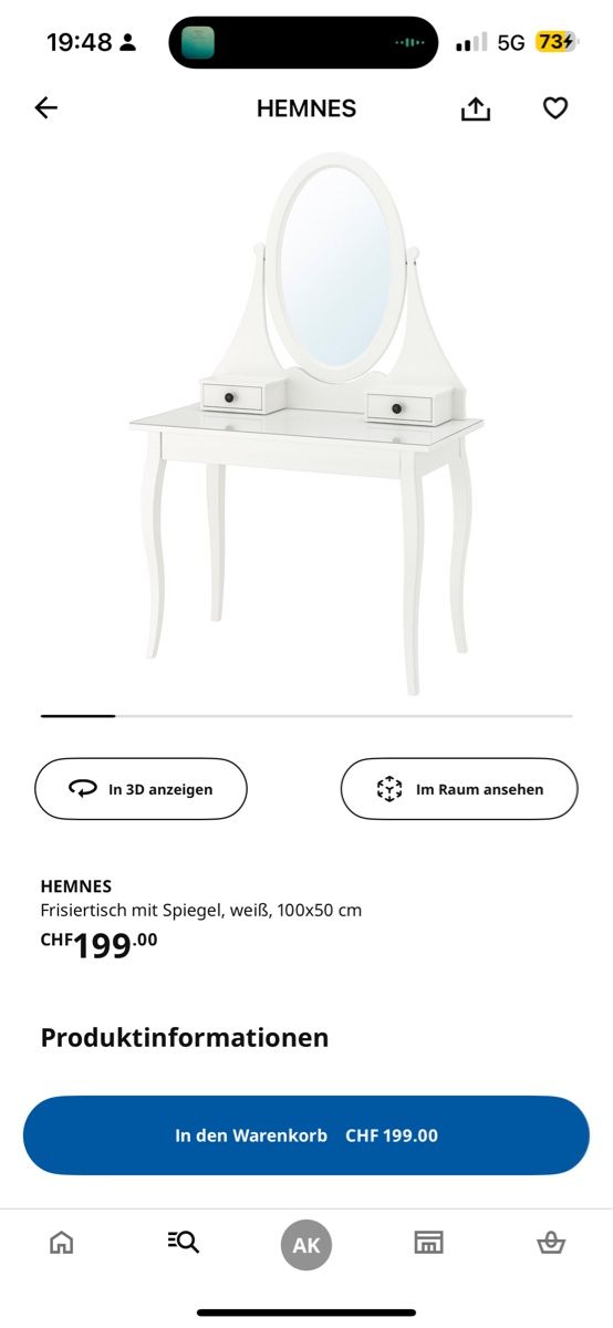 Ikea Tavoli da trucco: Ikea Hemnes Frisiertisch / Schminktisch – Usato da Zürich venduto da Luzern033 3