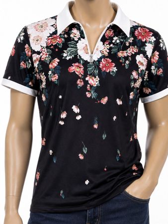 Polo Shirt - floral - L - TOP Zustand