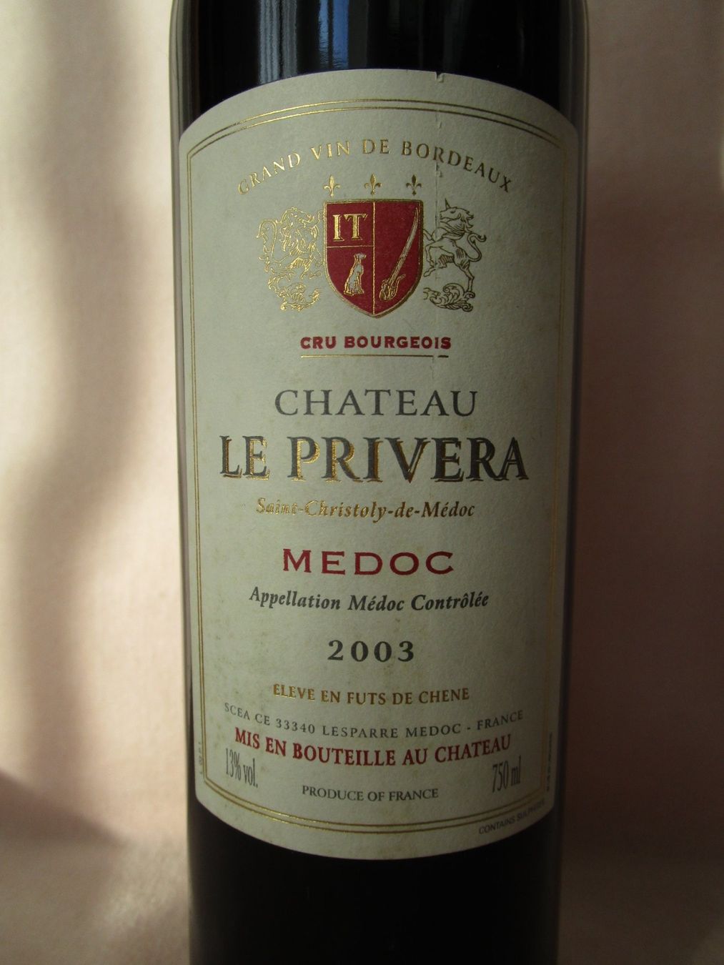 Vino: 2003 Chateau Le Privera, Medoc / IF008 – Nuovo (secondo la descrizione) da Eschenbach SG venduto da brocarte 1