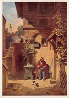 Kunst-AK, Carl Spitzweg, In Erwartung der Zeitung, gel. 1962