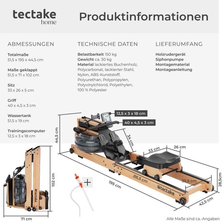 TecTake Hometrainer: Rudergerät Tectake Holz Gebraucht – Usato da Otelfingen venduto da thochstrasser