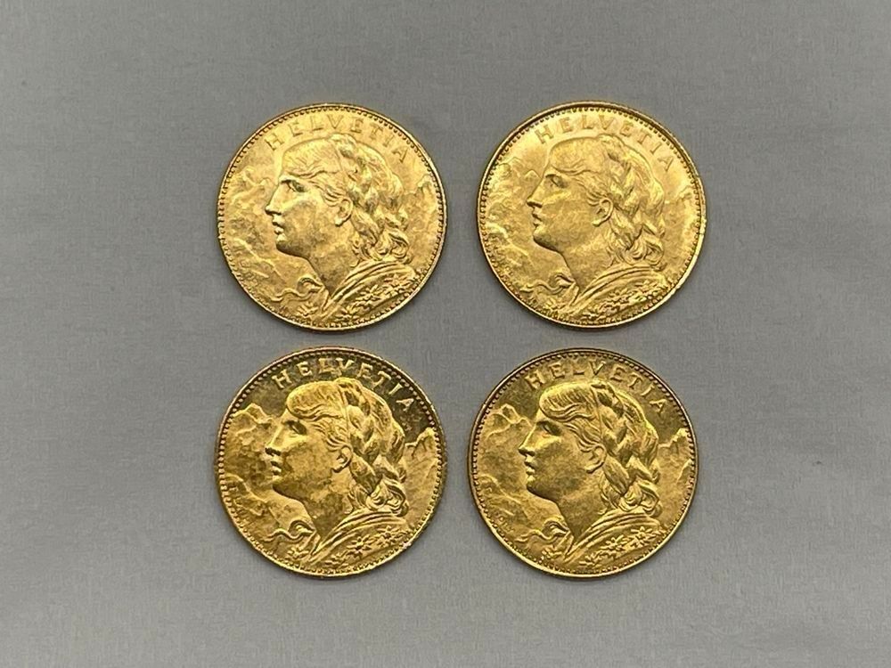 Tutti le monete: 4x 10Fr. Goldvreneli 1913-1916 – Usato da Roggwil BE venduto da LowJoe 1