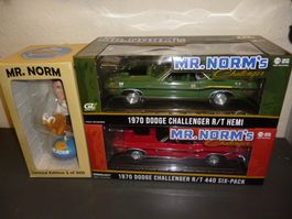 Dodge Challenger 1970 2x und "Mr.Norms+Headknocker" 1:18