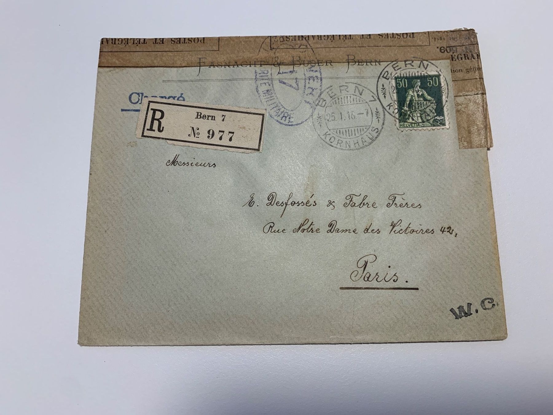 Tutti i francobolli: 2 Briefe nach Paris 22.02.1917 und 25.01.2016 mit Sigel – Usato da Willisau venduto da Repfuesch 2