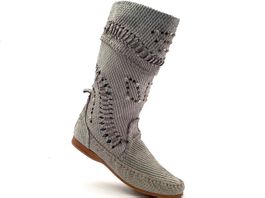 Stiefeletten ganz in weichem Leder Hellgrau 37 1/2