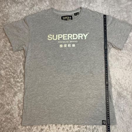 Superdry Damen T Shirt Grau Gold Logo Grösse 38