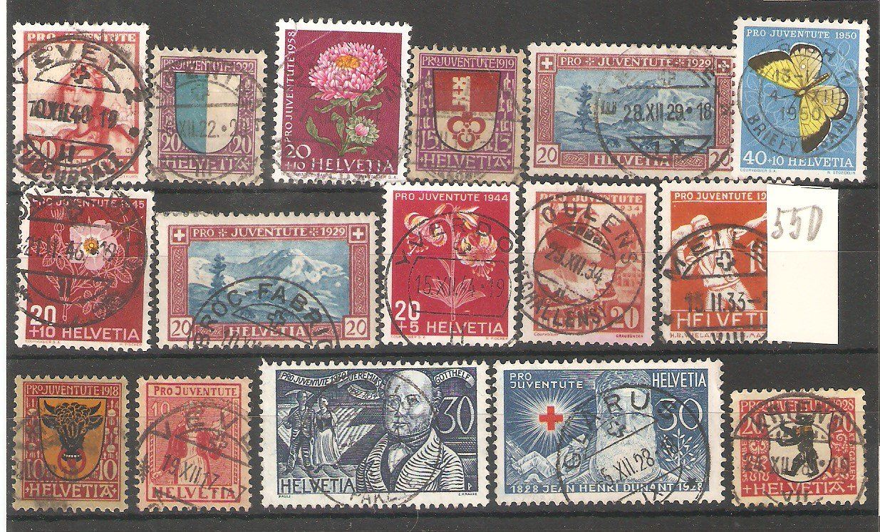 Alle Briefmarken: PJ 15 mittlere Werte mit Vollstempel – Gebraucht aus Lausanne von Whorvath