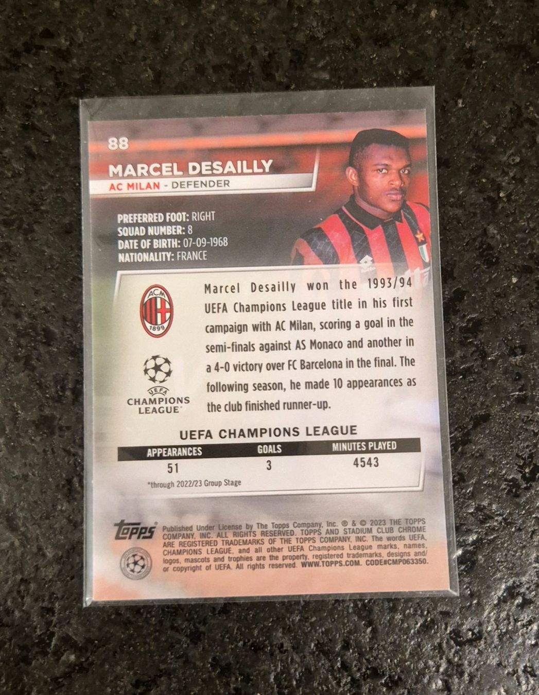 Topps Cartes à collectionner: Marcel Desailly - AC Milan - Topps – Neuf (Voir description) à Burg AG par Danoe 1