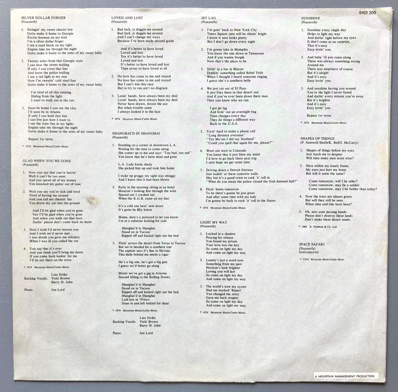 Vinyles: NAZARETH - RAMPANT – D'occasion à Poliez-Pittet par Newtown-Records 2