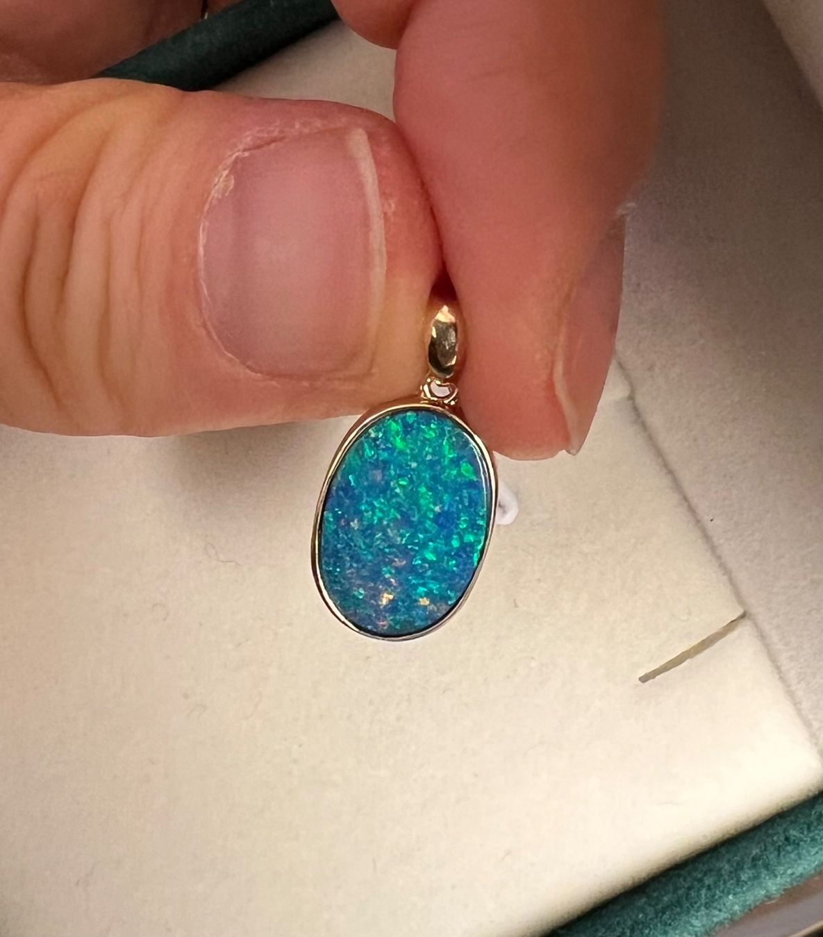 Anhänger: Anhänger in 14k Gold mit Opal-Doublet – Neu (gemäss Beschreibung) aus Bern von Steinfieber 4