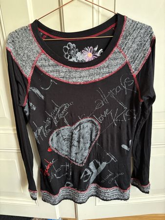 Desigual Langarmshirt schwarz Grösse L Damen bedruckt bestic