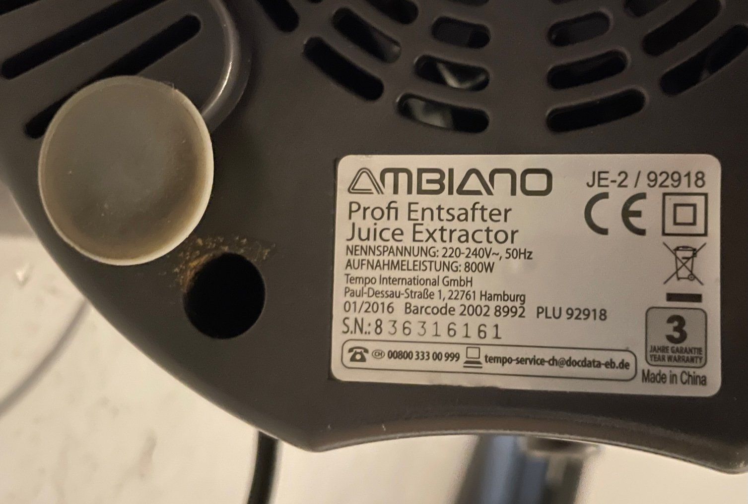 Ambiano Elettrodomestici da cucina: AMBIANO Profi-Entsafter – Usato da Buchs SG venduto da Handyman77 4