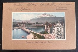 AK Luzern - Seebrücke mit Pilatus, 1915