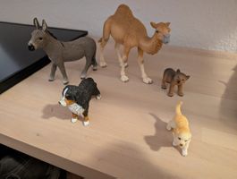 Schleich Tierfiguren Paket – Esel, Kamel, Hunde & Jungtier