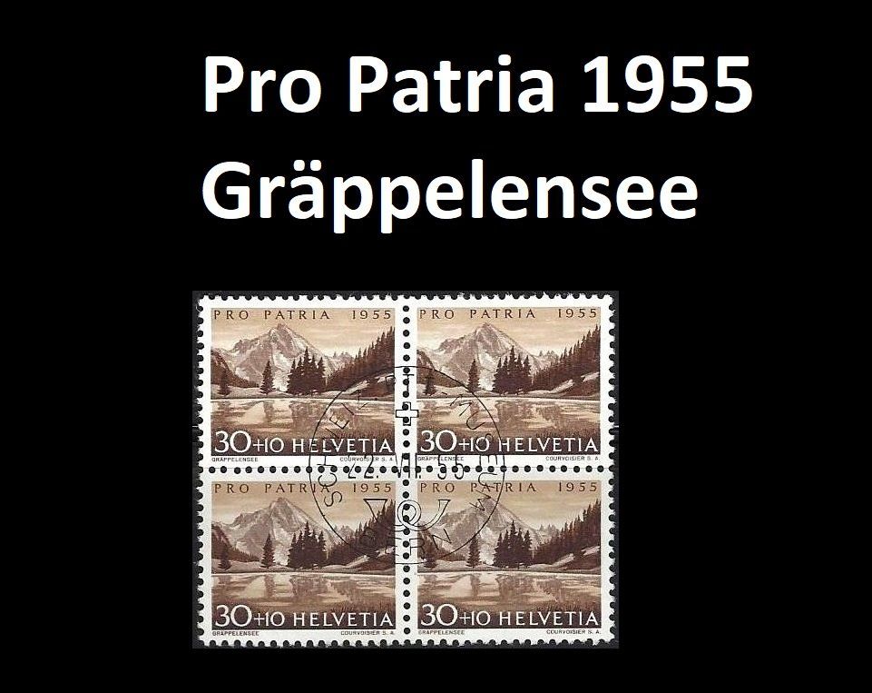 Tutti i francobolli: Pro Patria 1955, Viererblock Gräppelensee, perfekt gestempel – Usato da Baar venduto da W47