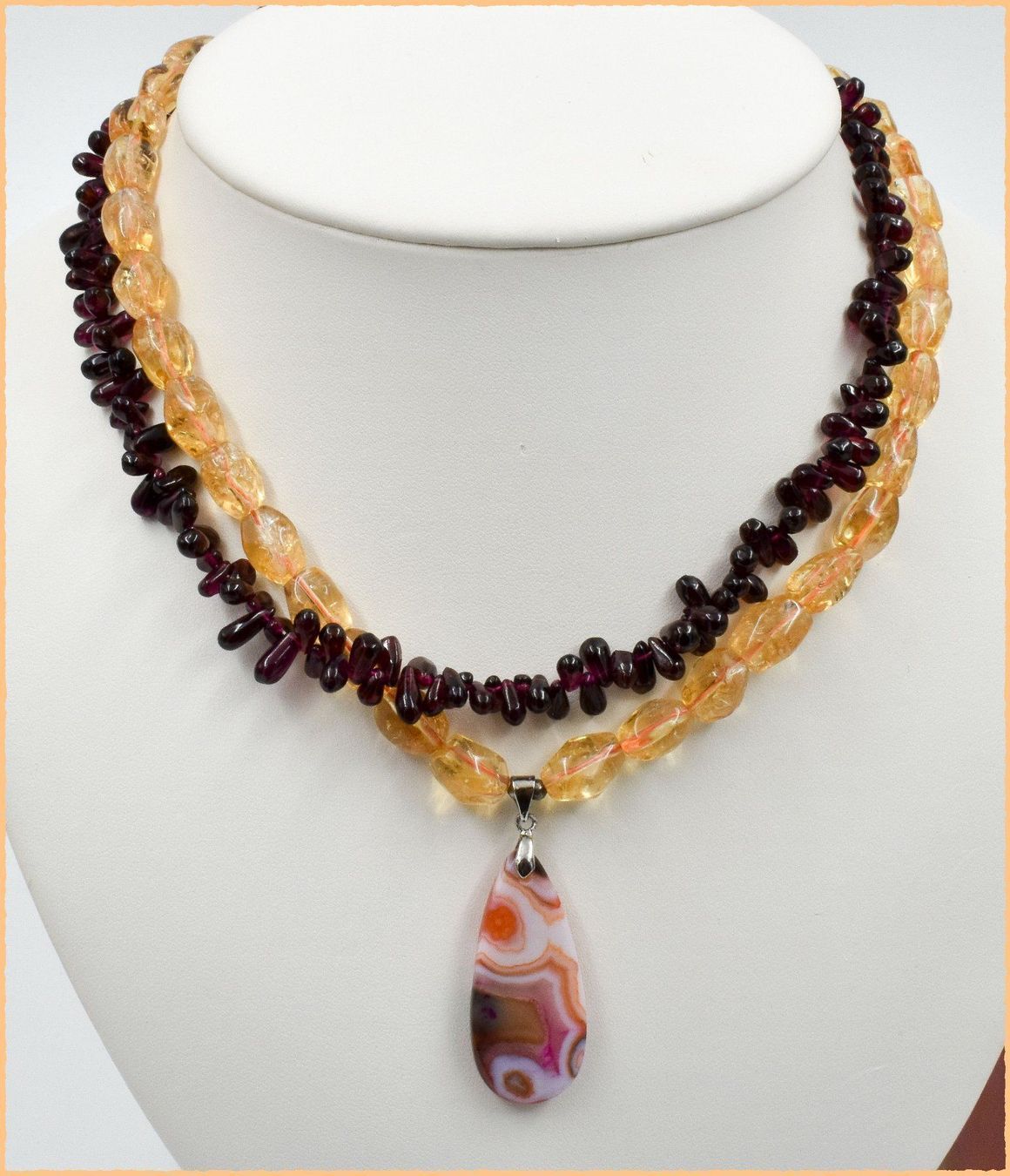 Catenine: ♛ Wunderschönes  Citrin/Granat - Collier – Nuovo e nell'imballaggio originale da Oberglatt ZH venduto da Hot-Spot 7