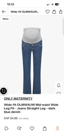 Maternity Jeans ONLY Wide Leg Straight  dark blue denim L