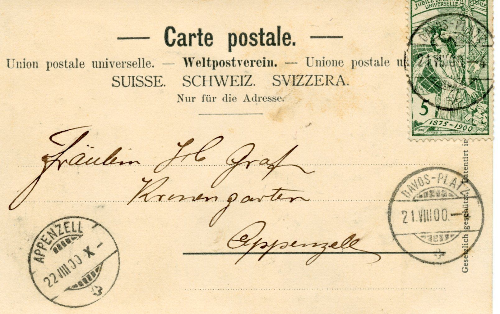 Cartoline postali: AK Davos – Usato da Ruggell venduto da spalkur42 1
