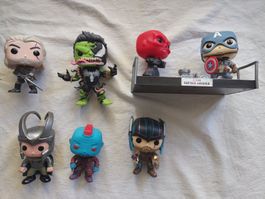 6x Funko Pops, Marvel & Witcher, mit Redskull Big Funko Pop