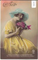 1. April - Modische Femme Dame Frau mit Fisch - coloriert