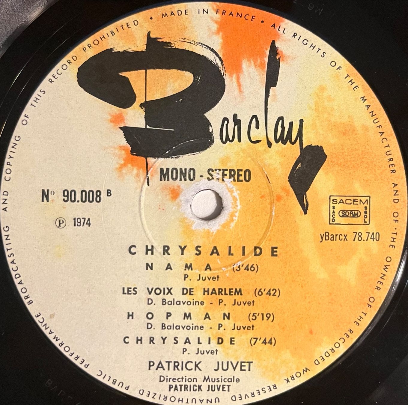 Vinyles: PATRICK JUVET - CHRYSALIDE - 33 Tours – D'occasion à Bussigny par vinyl-pas-cher 4