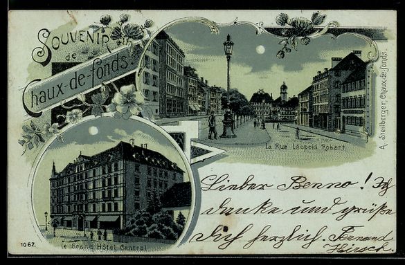 Cartoline postali: Mondschein-Lithographie Chaux-de-Fonds,  – Usato da Berlin venduto da bartko-reher