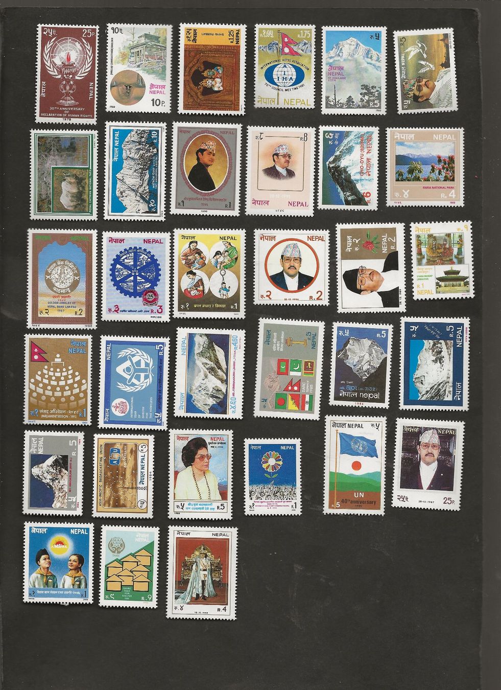Alle Briefmarken: 66 Marken Nepal postfrisch – Gebraucht aus Au ZH von xelagreb01 2