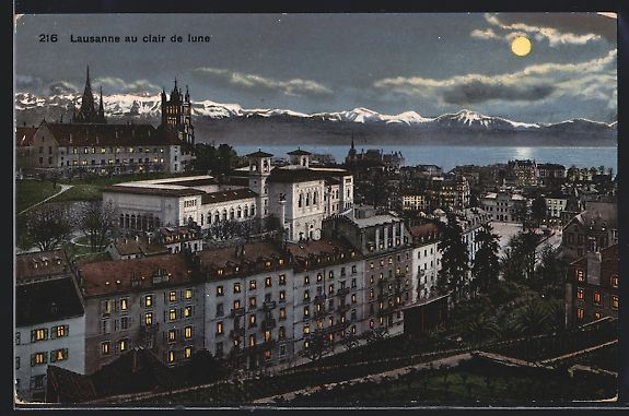 Ansichtskarten: AK Lausanne, au clair de lune – Gebraucht aus Berlin von bartko-reher