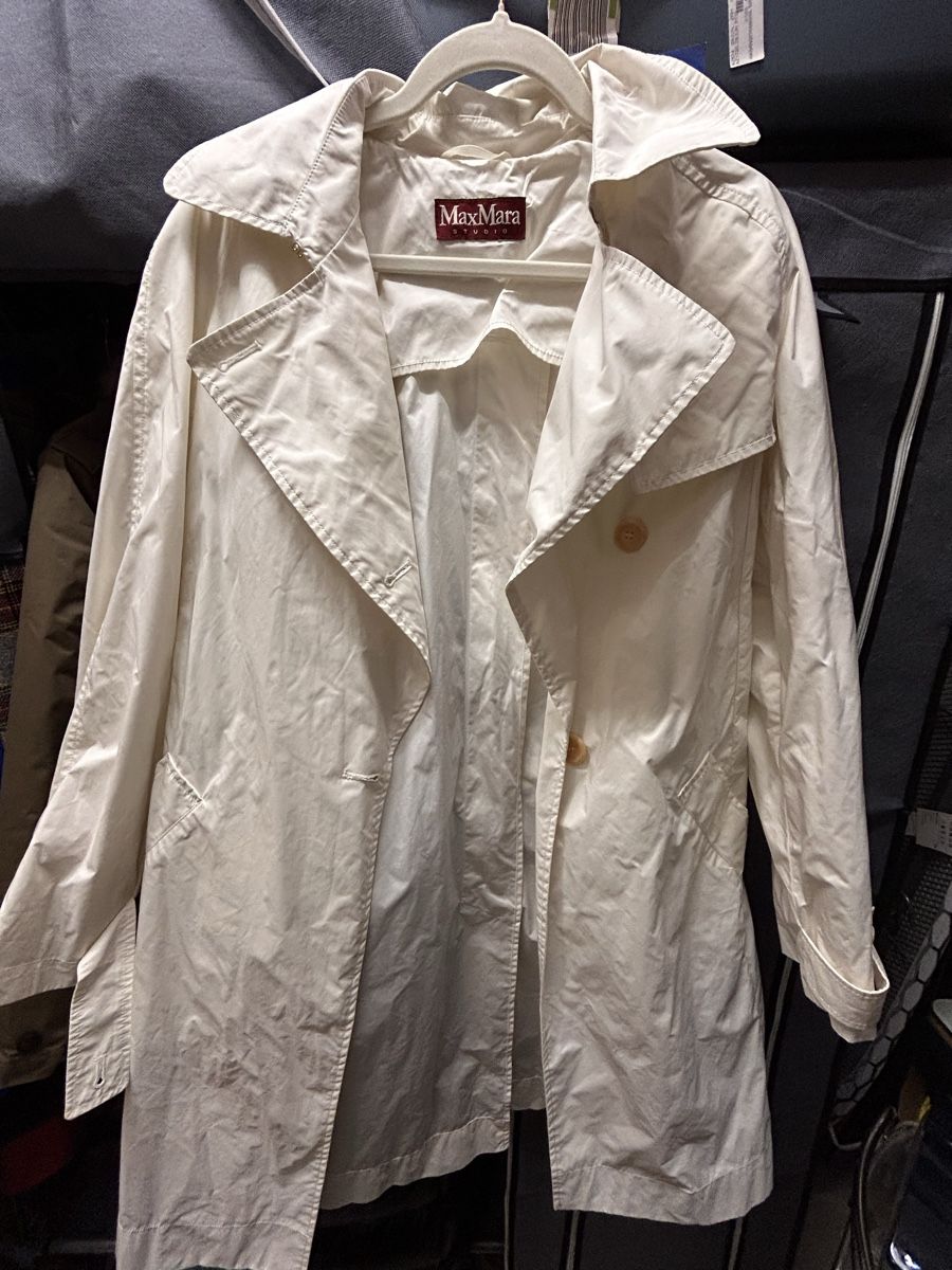 Max Mara Cappotti: MaxMara Studio Trench Mantel, Weiss, Grösse 44! – Usato da Zürich venduto da lu0_df5p