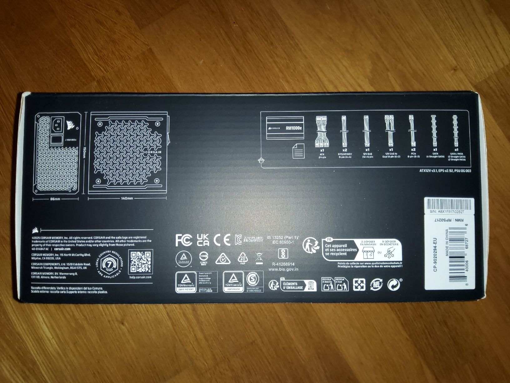 Corsair Componenti elettronici: Alimentation PC Corsair Rm1000e 80 plus gold – Nuovo (secondo la descrizione) da Rennaz venduto da Baaron84 4