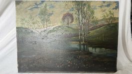 Ölgemälde „Landschaft mit Weiher“ – signiert Ch. Meyer