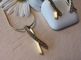 filigranes 2-teiliges Set - 18Kt. GG mit echten Brillanten