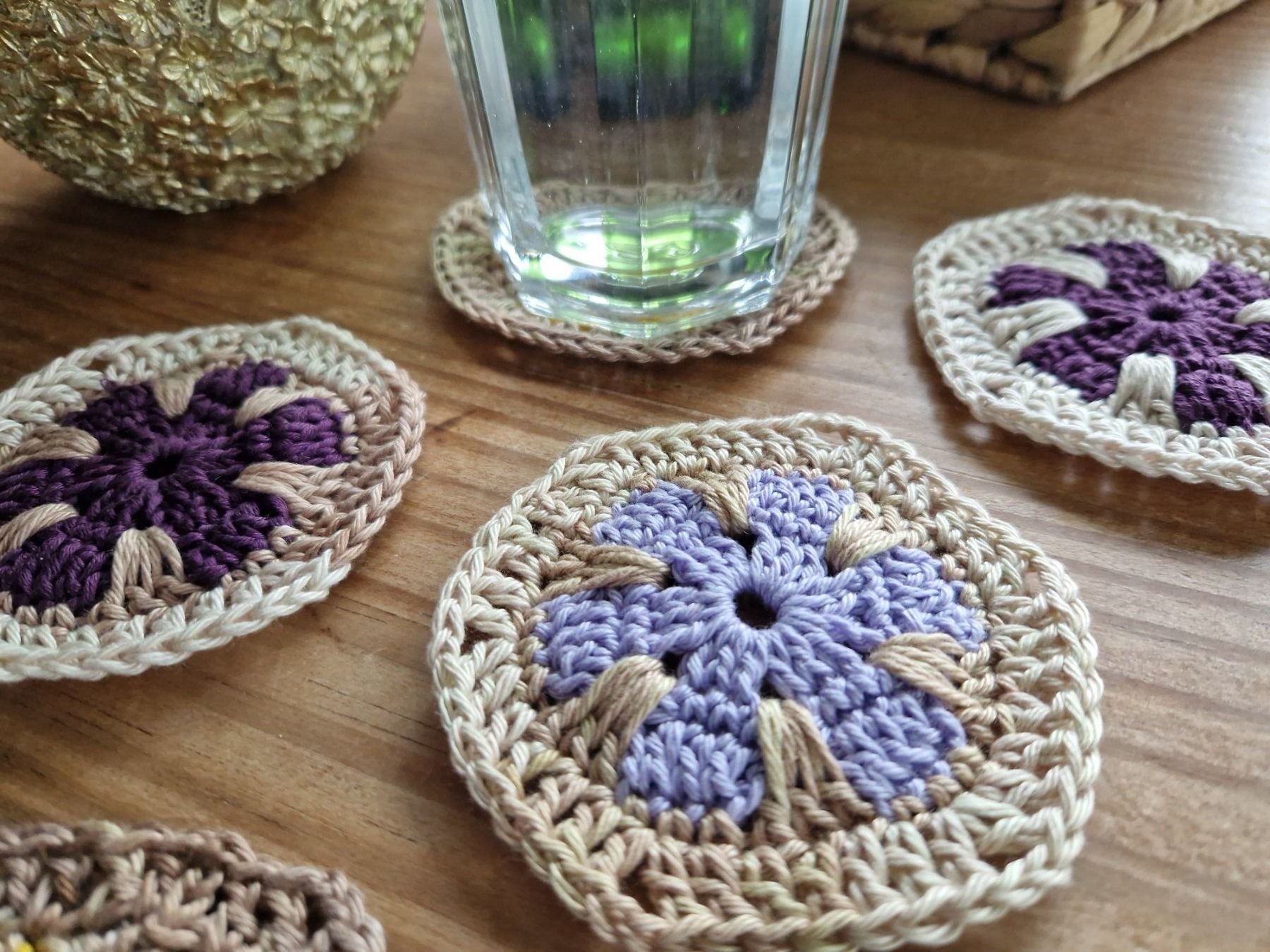 Tutte le decorazioni: 6 Häkel Glas Coaster Untersetzer 'Juniper' handgemacht – Nuovo (secondo la descrizione) da Neuhausen am Rheinfall venduto da Alchimista 4