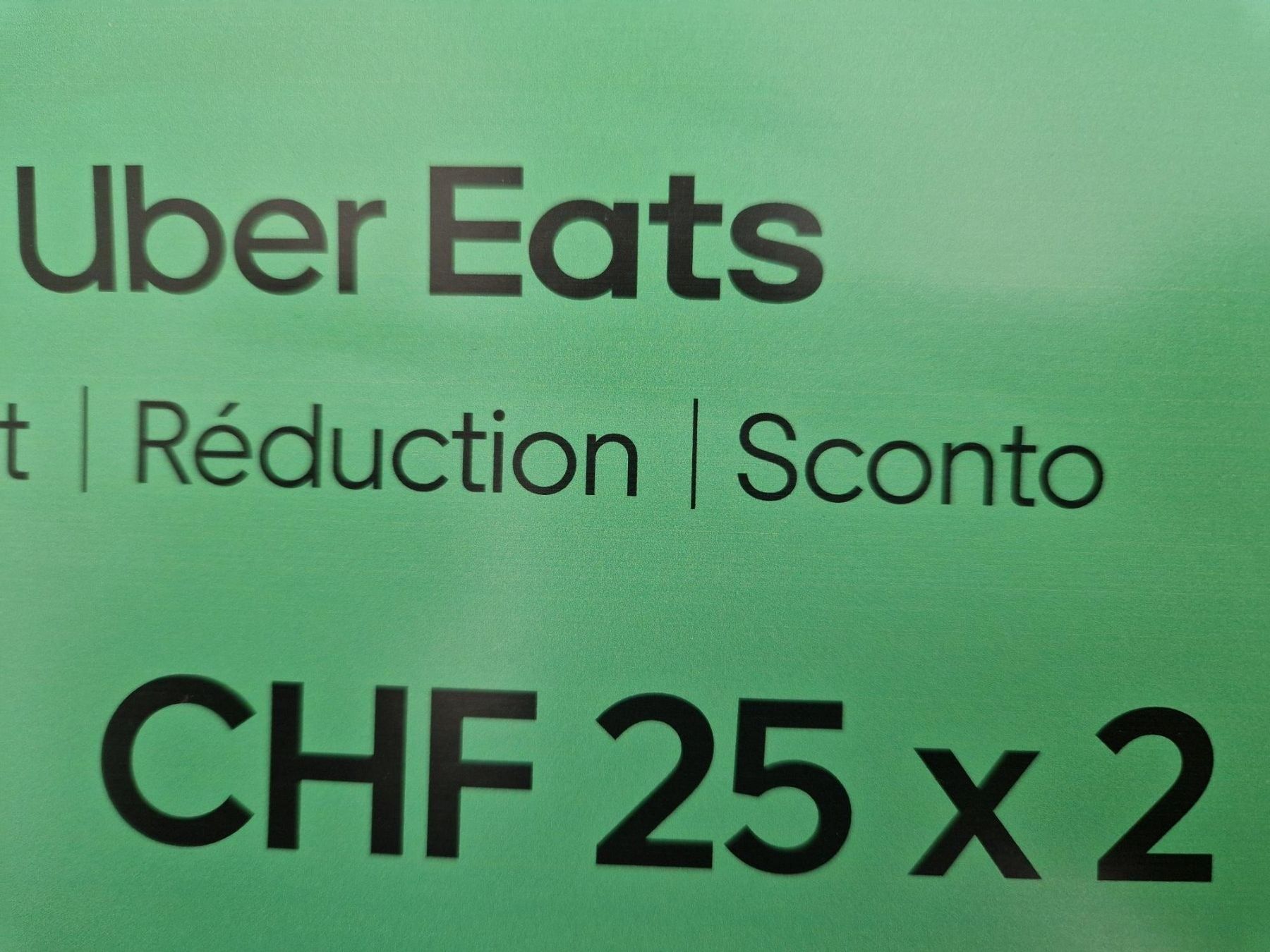 Buoni: 1 x Gutschein Uber Eats; spare 2 x CHF 25.00 – Nuovo e nell'imballaggio originale da Eggersriet venduto da Mci27