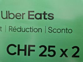 1 x Gutschein Uber Eats; spare 2 x CHF 25.00
